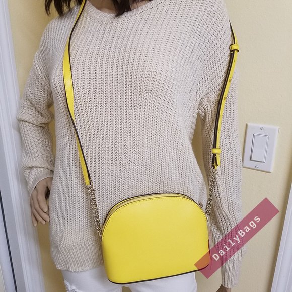 NWT KATE SPADE 100% AUTHENTIC SPENCER SMALL DOME CROSSBODY YELLOW SESAME - Picture 6 of 9